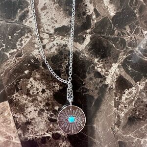 Pura Vida Silver Necklace with Evil Eye Turquoise Charm